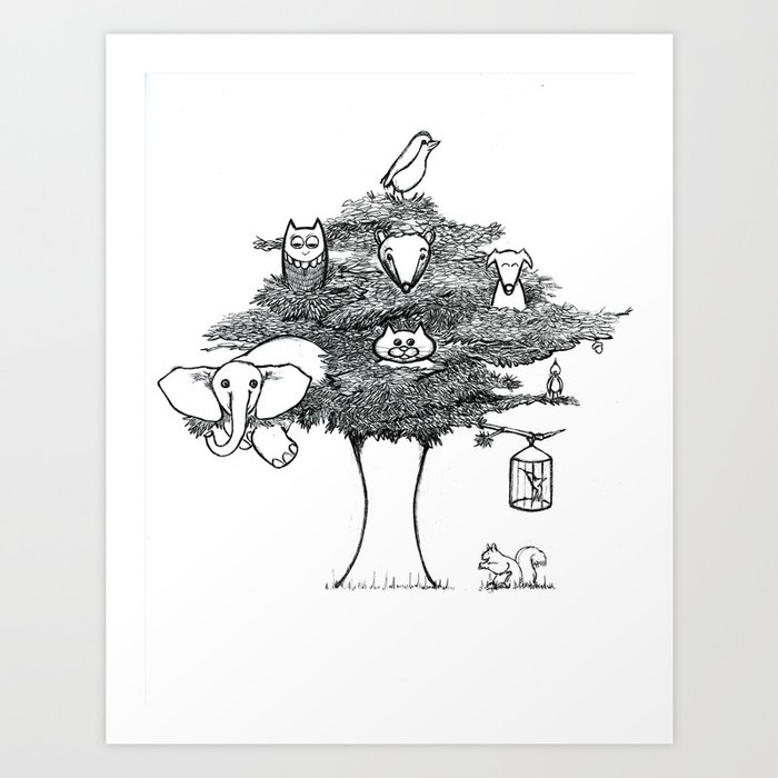 Animal Tree Art Print