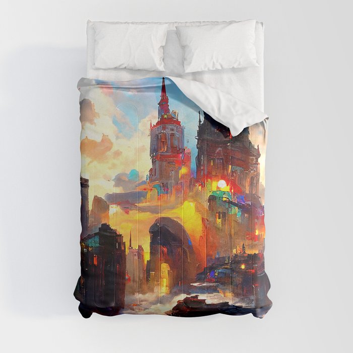 City from a colorful Universe Comforter