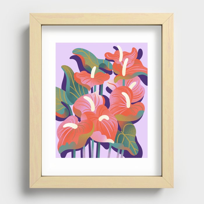 Anthurium on Lavender Background Recessed Framed Print