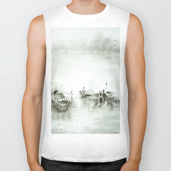 boats on the river Biker Tank