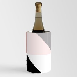Geometrical pink black gray watercolor polka dots color block Wine Chiller