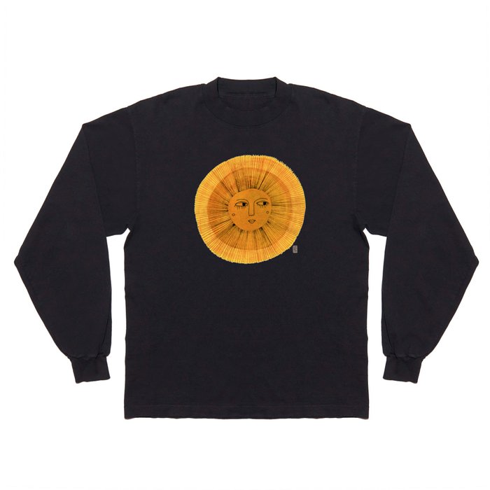 Sun Drawing Gold and Blue Long Sleeve T Shirt