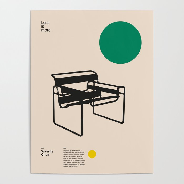 Poster Wassily Chair, Marcel Breuer, Minimal Furniture Bauhaus Design Poster