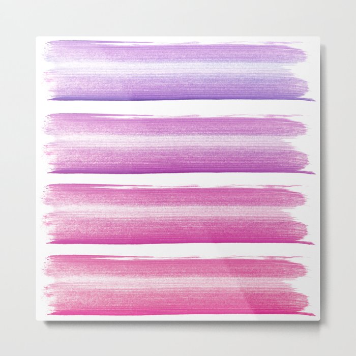 Simply hand painted pink and magenta stripes on white background  2 - Mix and Match Metal Print