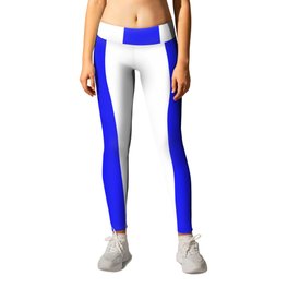 Bluebonnet blue - solid color - white vertical lines pattern Leggings