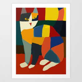 Cubism cat portrait Art Print