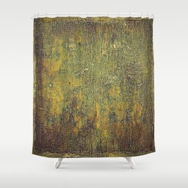 Old grunge background or aged shabby texture with different color patterns: yellow (beige); brown; gray; green Shower Curtain