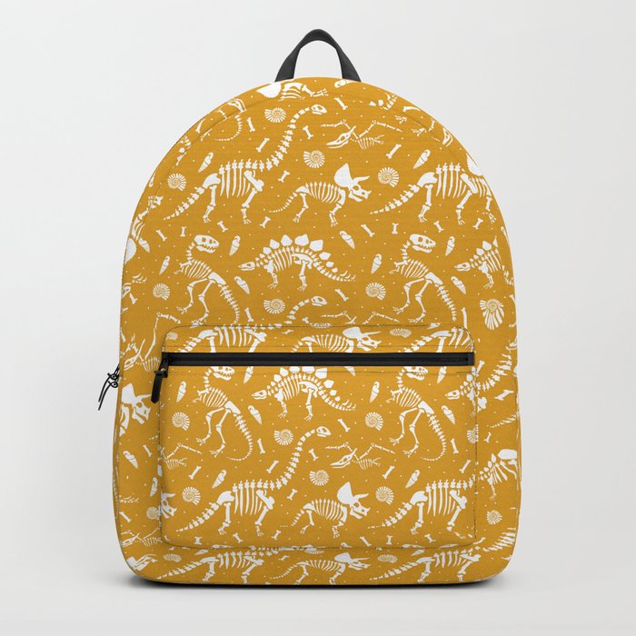Dinosaur Fossils on Mustard Yellow Backpack