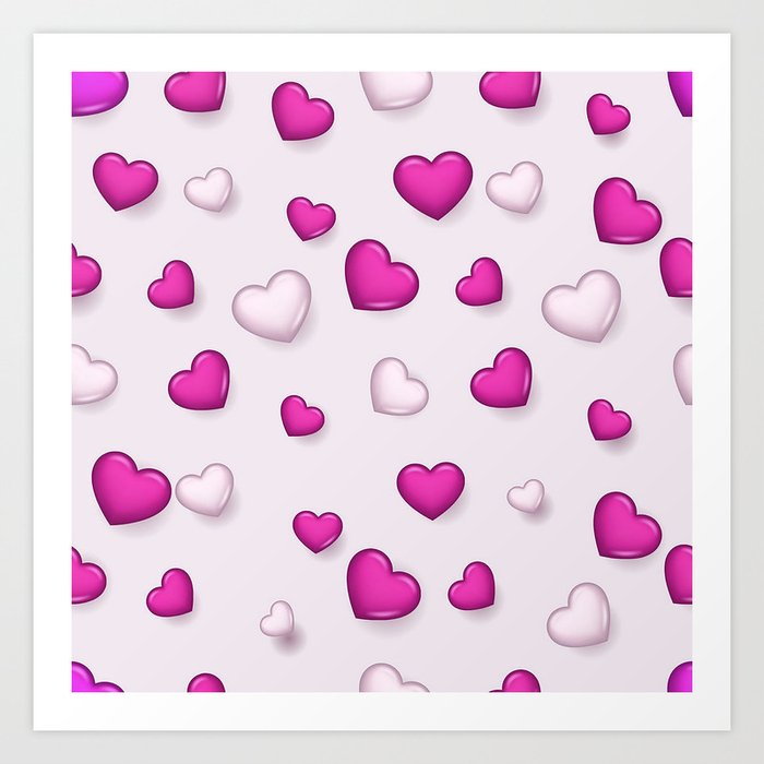 Pink White Valentines Love Heart Collection Art Print