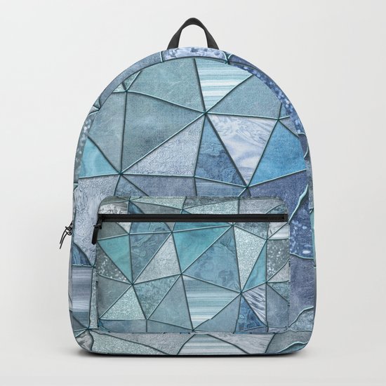 Blue Aqua Glamour Shiny Precious Patchwork Backpack