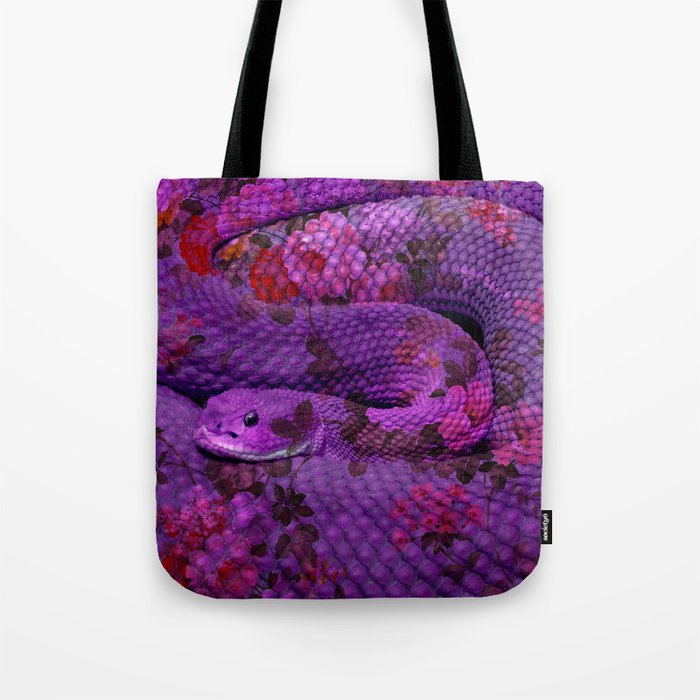Floral Snake Purple Tote Bag