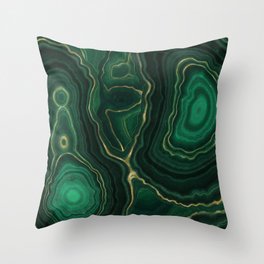 Green Malachite Emerald Marble Texture Throw Pillow