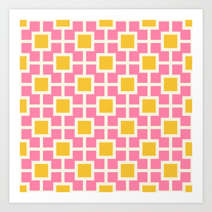 Classic Hollywood Regency Pattern 787 Yellow Pink and Beige Art Print