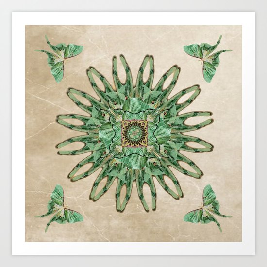Luna Moth Circle Art Print
