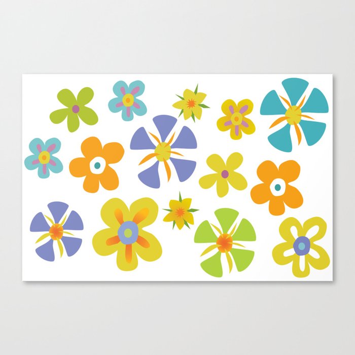 Whimsical Colorful Flowers Canvas Print