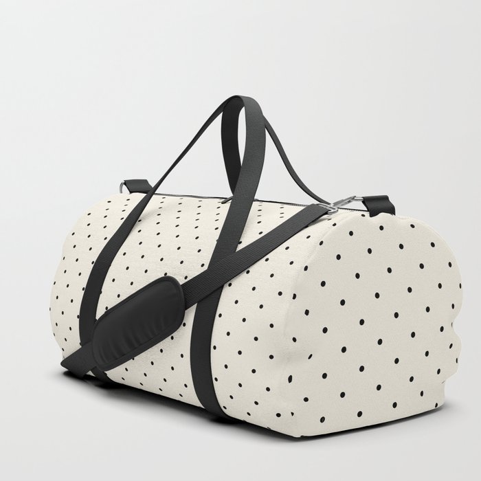 Minimal Black Polka Dots on Beige - Modern Scandi Chic Geometric Block Print Pattern Duffle Bag