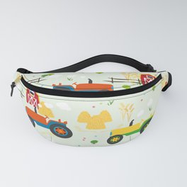 Rows of Colorful Farm Tractors Fanny Pack
