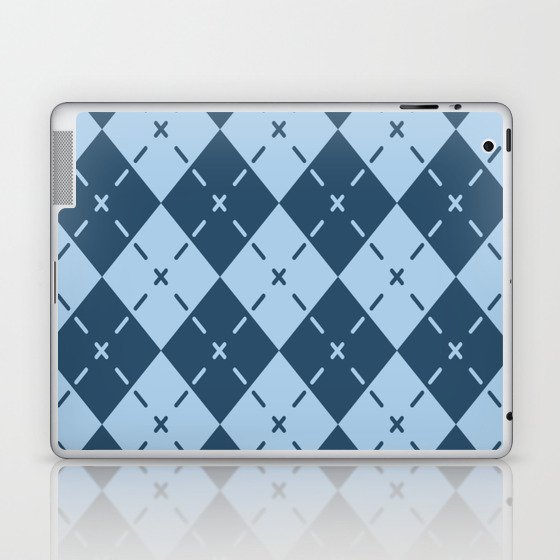 Retro Blue Argyle Pattern Laptop & iPad Skin