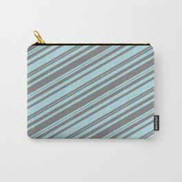 [ Thumbnail: Grey and Powder Blue Colored Lined/Striped Pattern Carry-All Pouch ]