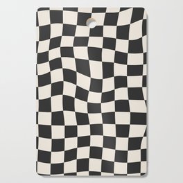 Black and White Wavy Checkered Pattern Cutting Board