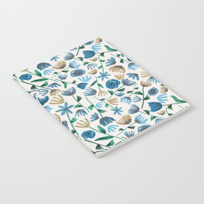 Colorful Blue Floral Pattern Notebook