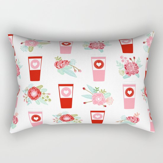 Coffee floral bouquet painted flowers for valentines day gifts coffee lovers must haves Rectangular Pillow