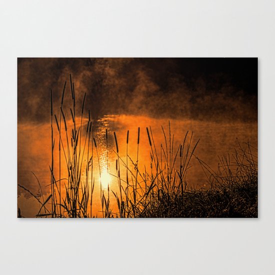 Sunrise at the lake /Sonnenaufgang am See Canvas Print
