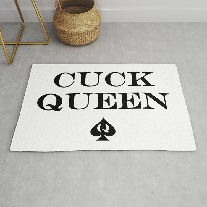 Queen of spades cuckold or hotwife logo with cuck text Rug