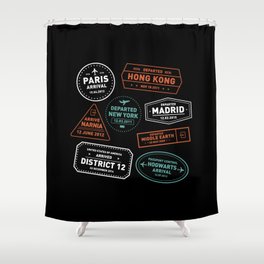 Love To Travel Stamps Shower Curtain
