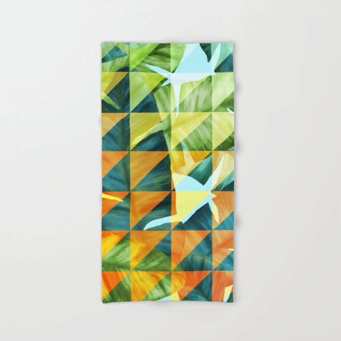 Abstract Geometric Tropical Banana Leaves Pattern Hand Bath