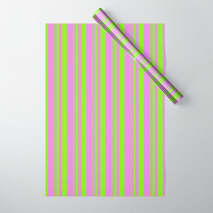 Green & Violet Colored Lined Pattern Wrapping Paper