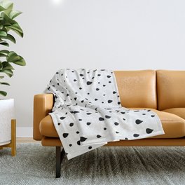 Black Drop on White Backdrop Throw Blanket