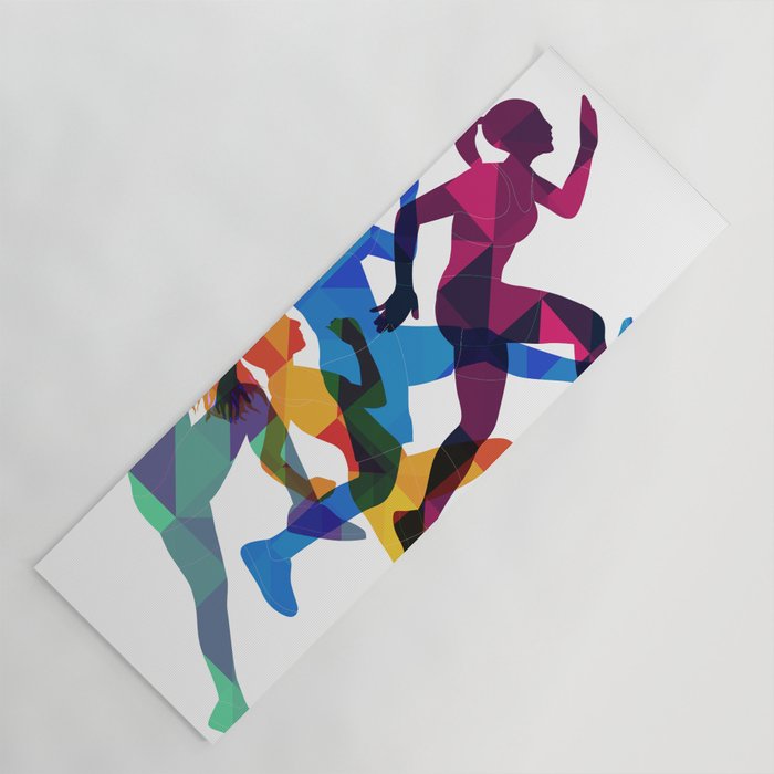 Colored silhouettes runners Yoga Mat