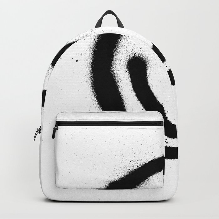 graffiti smiling face emoticon in black on white Backpack