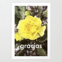 Gracias - Prickly Pear Cactus Flower Art Print
