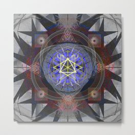 Cosmic Pulse Mandala Sacred Geometry Ancient Vision Print Metal Print