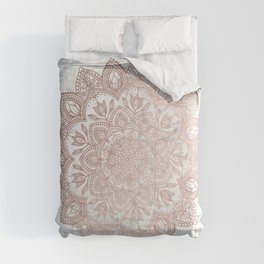 Boho Mandala - Rosegold on Marble Comforter