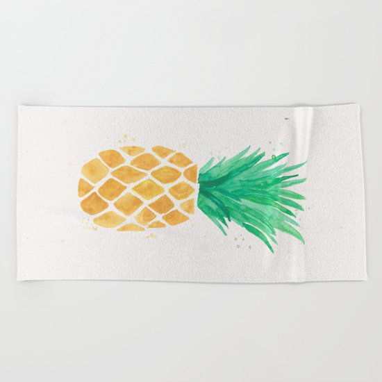 Watercolor Pineapple Beach Towel