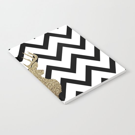 Glitter Deer Silhouette with Chevron Notebook