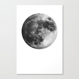 Full Moon | Watercolor Painting | Black and White Canvas Print