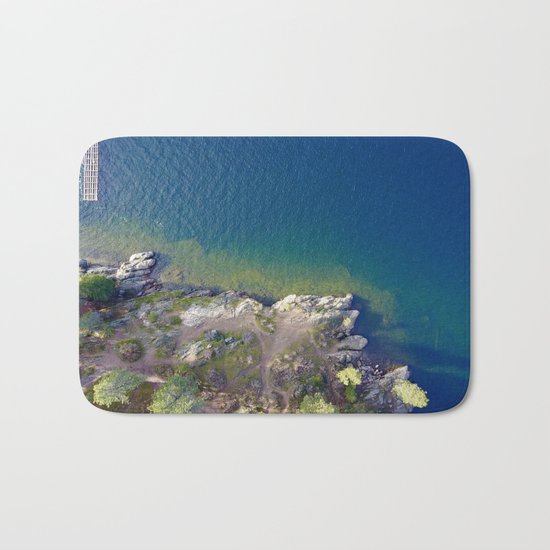 ocean rock green blue Bath Mat
