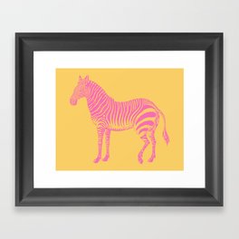 Zebra Pattern in Pink and Yellow Framed Art Print