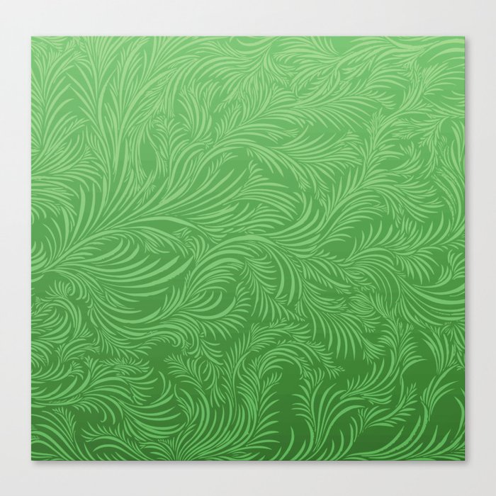 GREEN DAMASK LEAF BACKROUND. Canvas Print