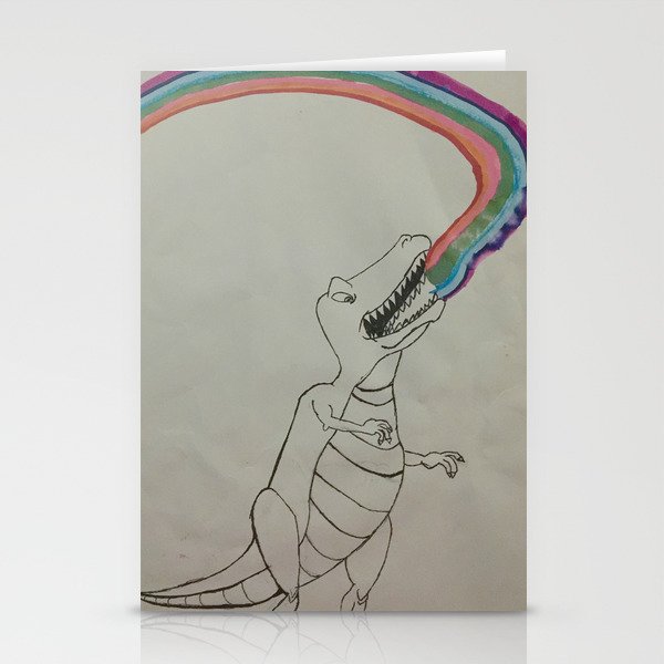 Rainbow Dino Stationery Cards