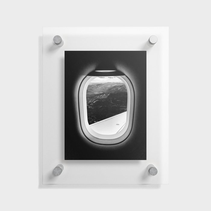 Window Seat // Scenic Mountain View from Airplane Wing // Snowcapped Landscape Photography Floating Acrylic Print