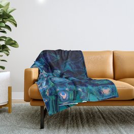 Psychedelic Bubble in Blue Throw Blanket