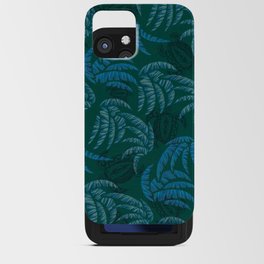 Hawaiian Dark Emerald Honu and Palm Leaves Pattern iPhone Card Case