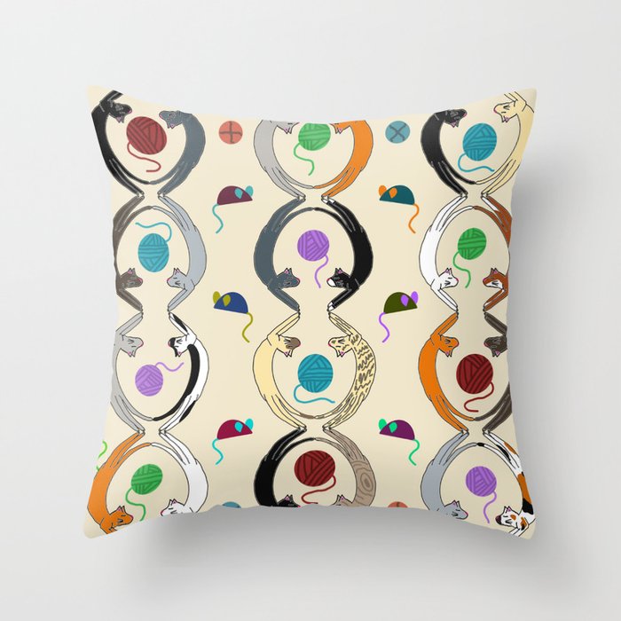 Play Time Cats Throw Pillow