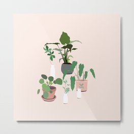 plant party in pink Metal Print | Millennialpink, Plants, Drawing, Terracotta, Tropical, Jungalow, Milkbottles, Pastel, Digital, Julestillman 