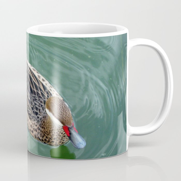 Duck in Green Water With Oval Ripples Coffee Mug